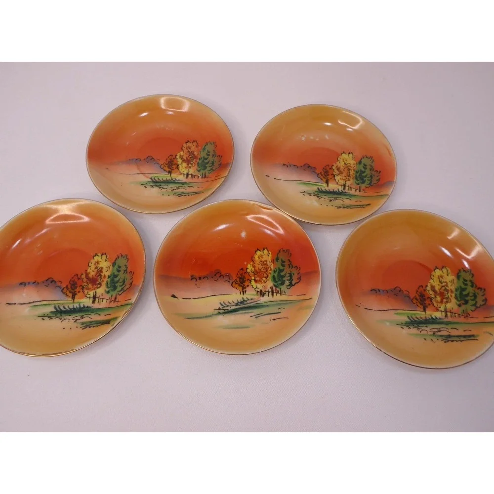 Vintage Hand Painted Moriage Windmill Sunset 5